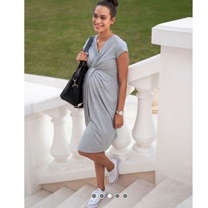 Seraphine Grey Marl Twist Maternity Dress